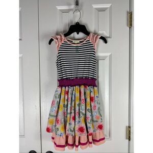 Matilda Jane Girls Gummi Fruits Happy And Free Floral Striped Twirl Dress Size 8